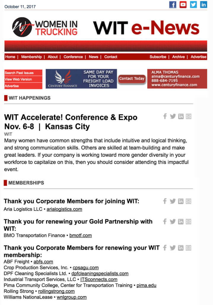 Aria Logistics Joins Women in Trucking