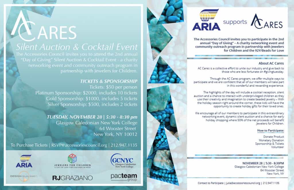 Aria Logistics supports AC Cares Silent Auction and Cocktail Event for Jewelers for Children