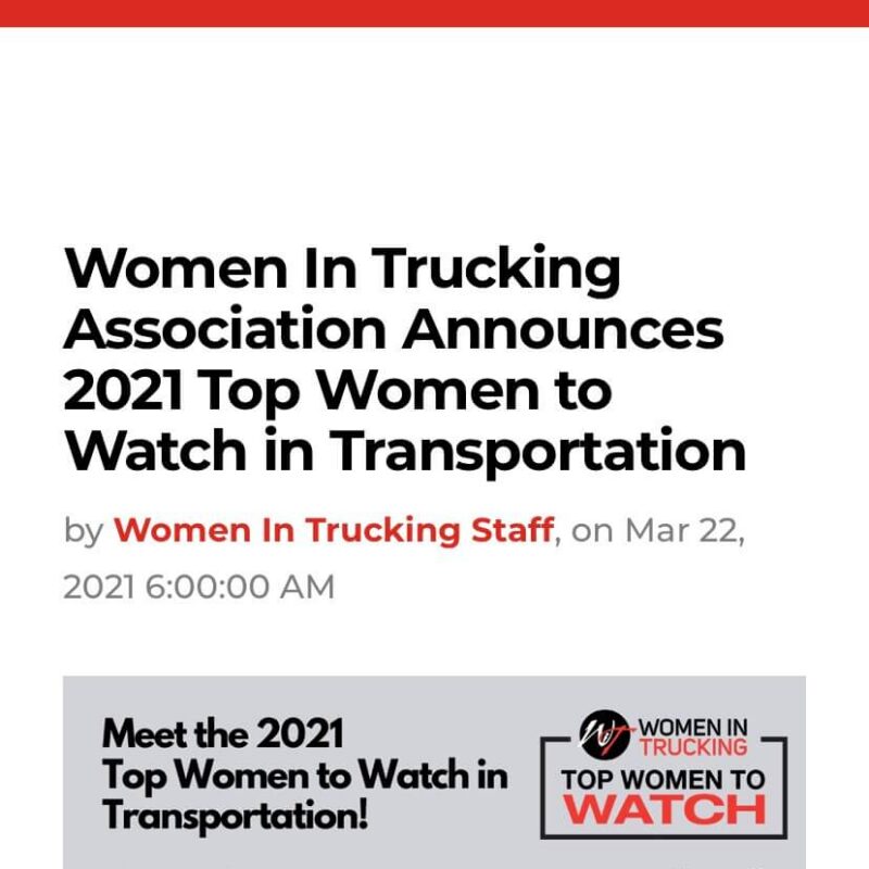 Women in Trucking 2021 Top Women to Watch in Transportation press release