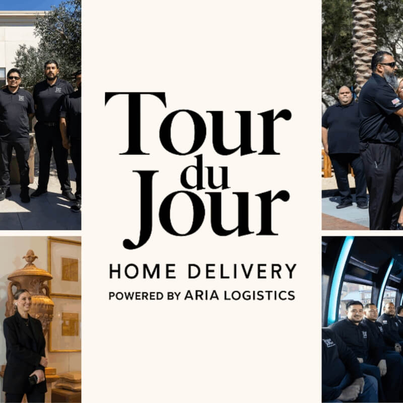 Tour du Jour Home Delivery service powered by Aria Logistics delivery team