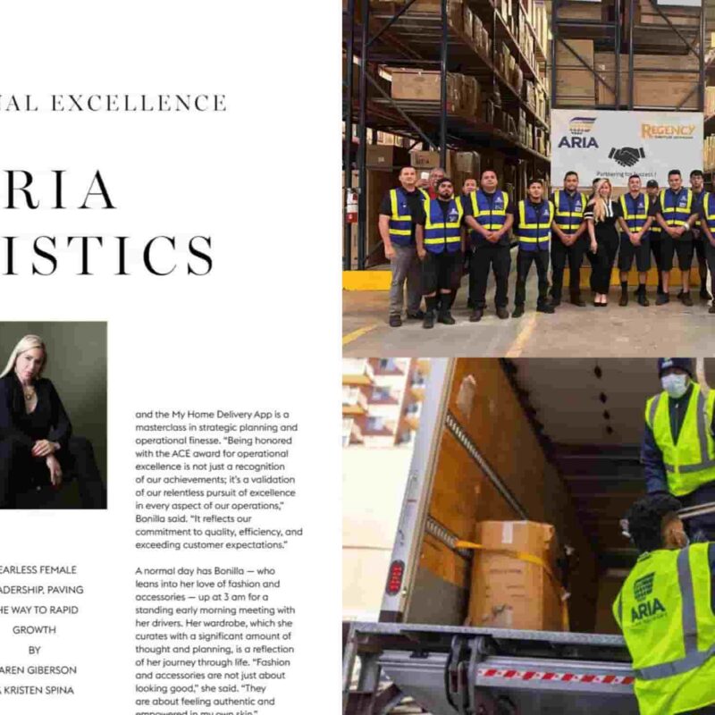 Aria Logistics Operational Excellence magazine feature on CEO Arelis Bonilla and her team