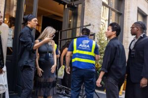 Aria Logistics team member coordinating backstage at a New York Fashion Week 2025 venue